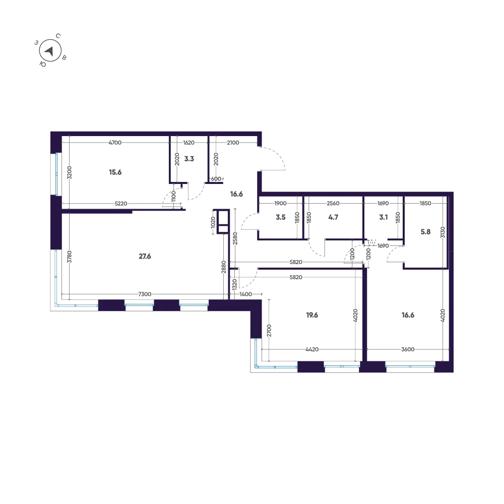 Планировка 3-комнатная 116,4 м² в ЖК «ЛДМ» · ЛДМ на Аптекарском острове