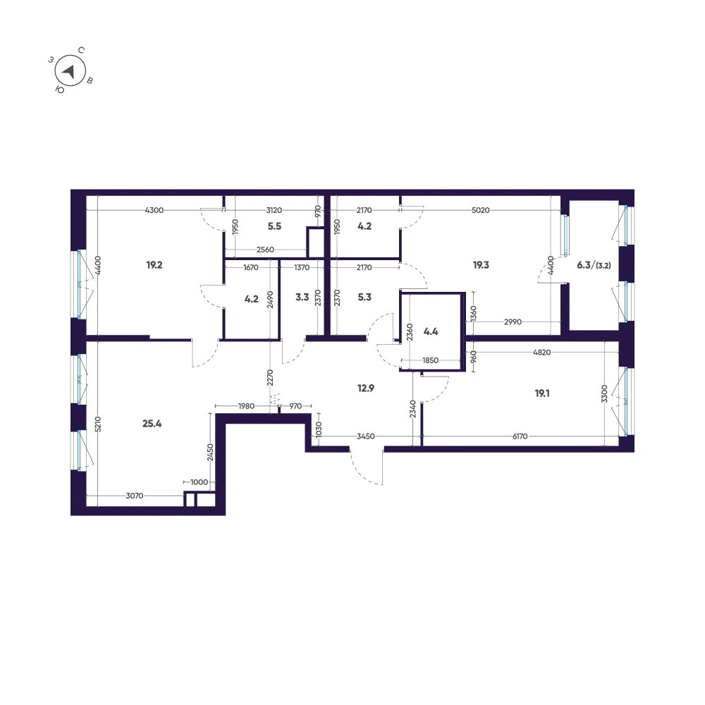 Планировка 3-комнатная 126 м² в ЖК «ЛДМ» · ЛДМ на Аптекарском острове