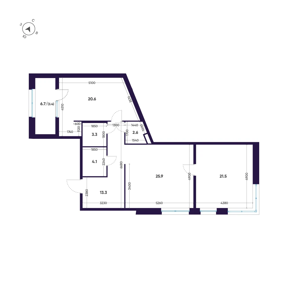 Планировка 2-комнатная 94,7 м² в ЖК «ЛДМ» · ЛДМ на Аптекарском острове