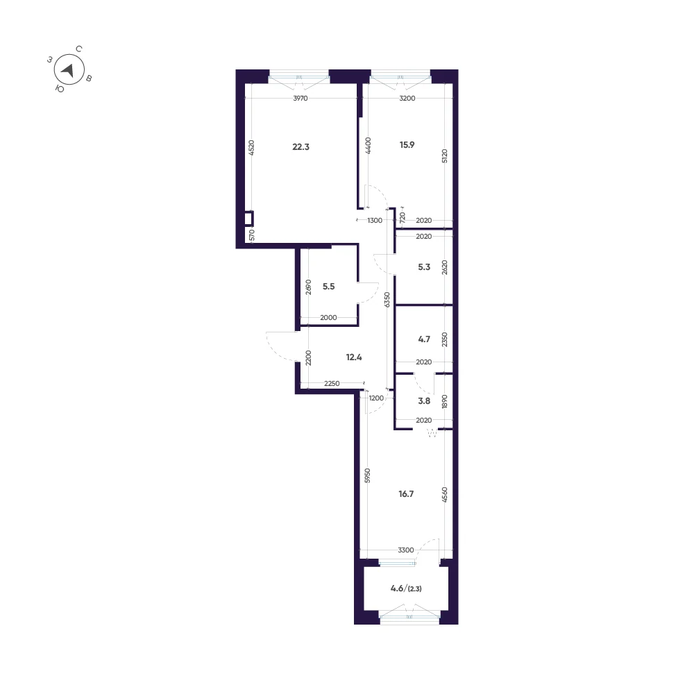 Планировка 2-комнатная 88,9 м² в ЖК «ЛДМ» · ЛДМ на Аптекарском острове