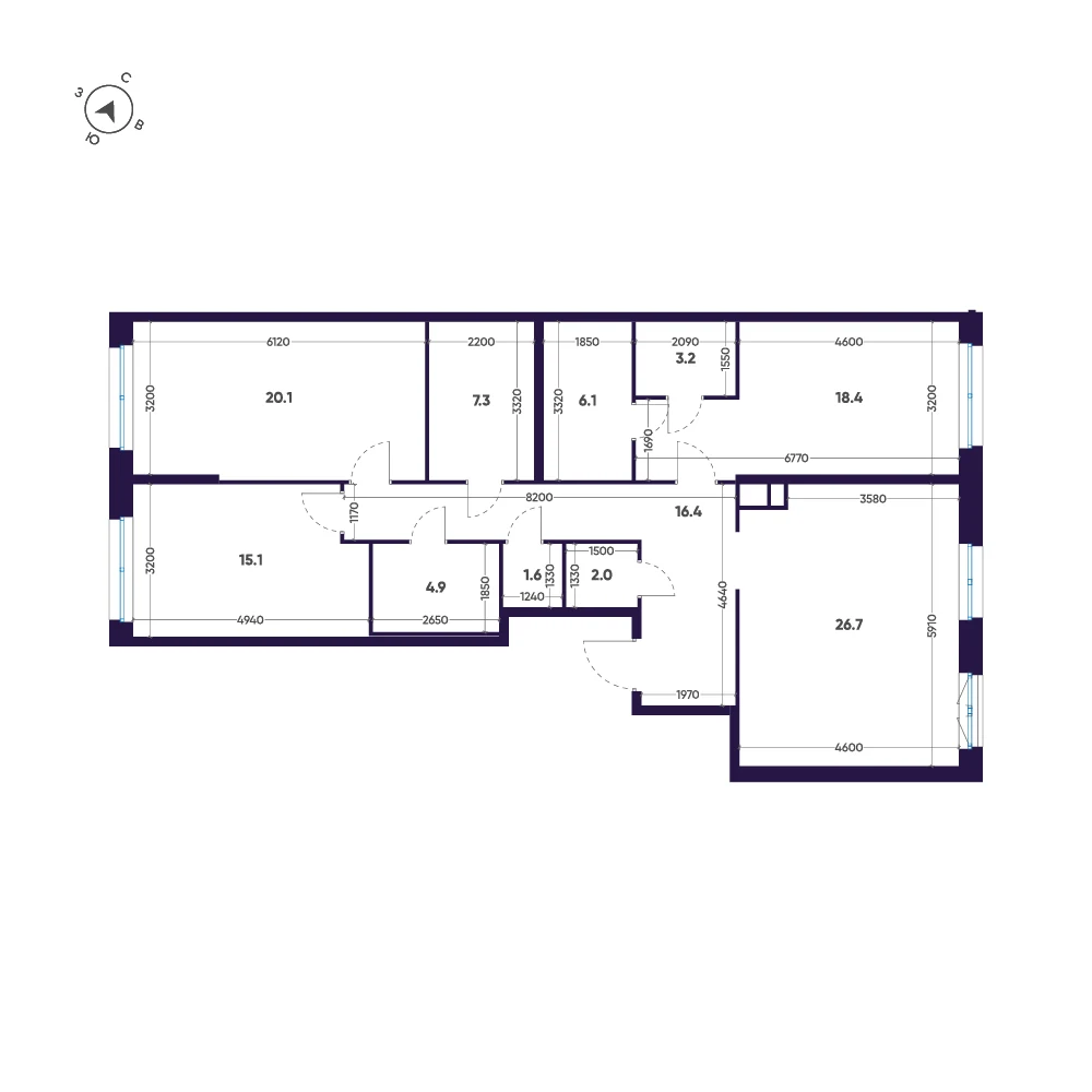 Планировка 3-комнатная 121,8 м² в ЖК «ЛДМ» · ЛДМ на Аптекарском острове