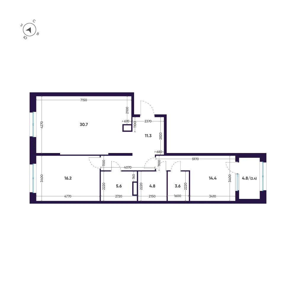 Планировка 2-комнатная 89 м² в ЖК «ЛДМ» · ЛДМ на Аптекарском острове