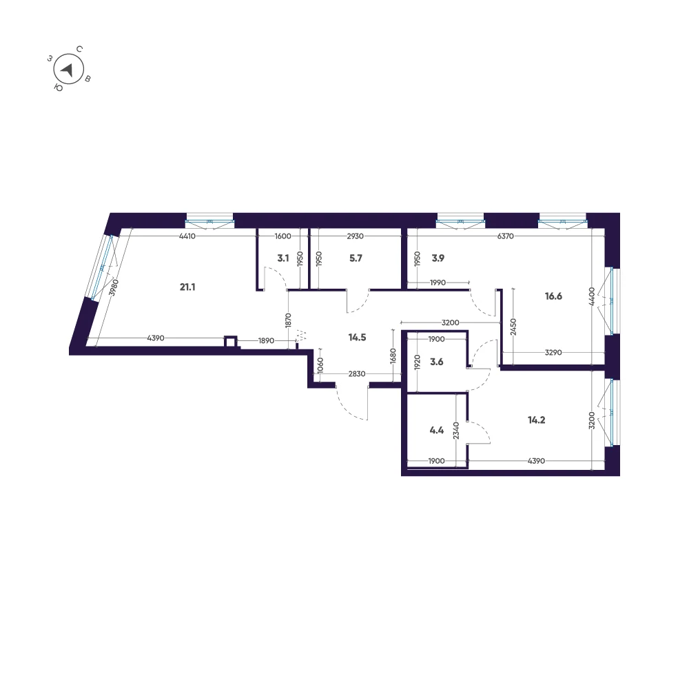 Планировка 2-комнатная 87,1 м² в ЖК «ЛДМ» · ЛДМ на Аптекарском острове