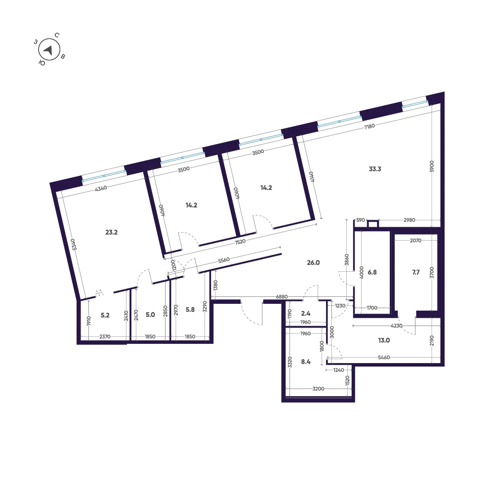 Планировка 3-комнатная 165,2 м² в ЖК «ЛДМ» · ЛДМ на Аптекарском острове