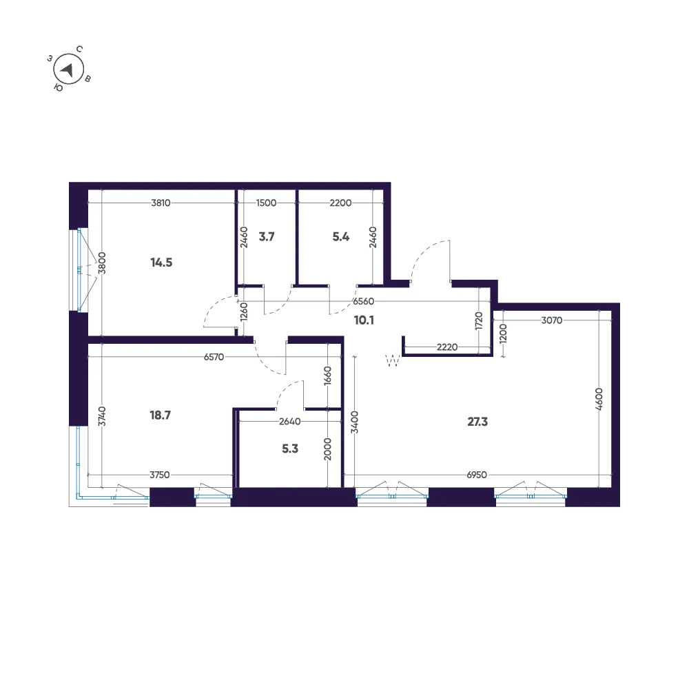 Планировка 2-комнатная 85 м² в ЖК «ЛДМ» · ЛДМ на Аптекарском острове