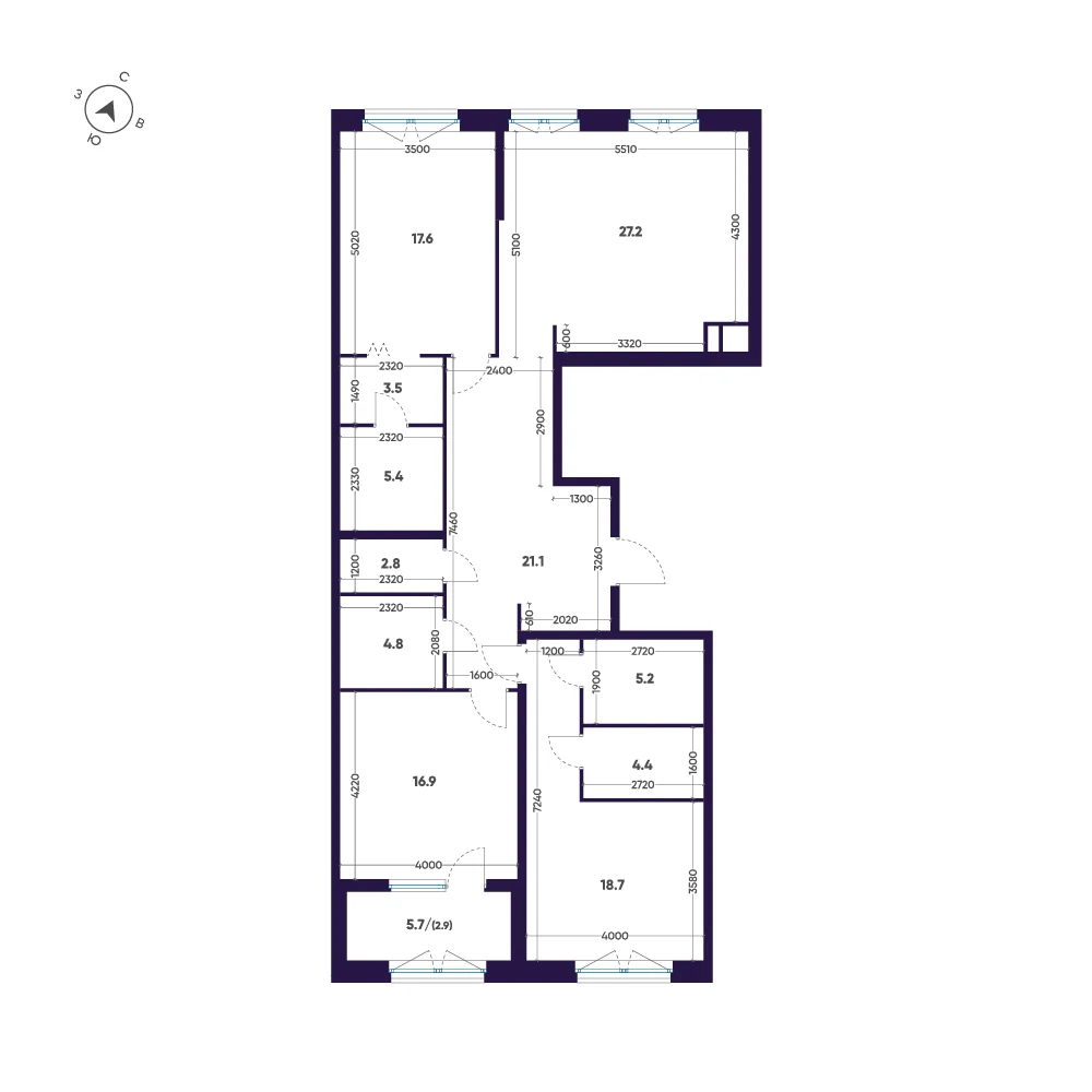 Планировка 3-комнатная 130,5 м² в ЖК «ЛДМ» · ЛДМ на Аптекарском острове