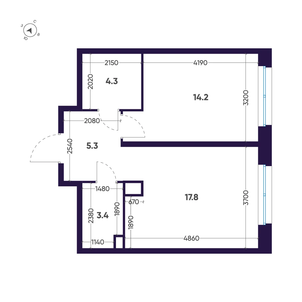 Планировка 1-комнатная 45 м² в ЖК «ЛДМ» · ЛДМ на Аптекарском острове