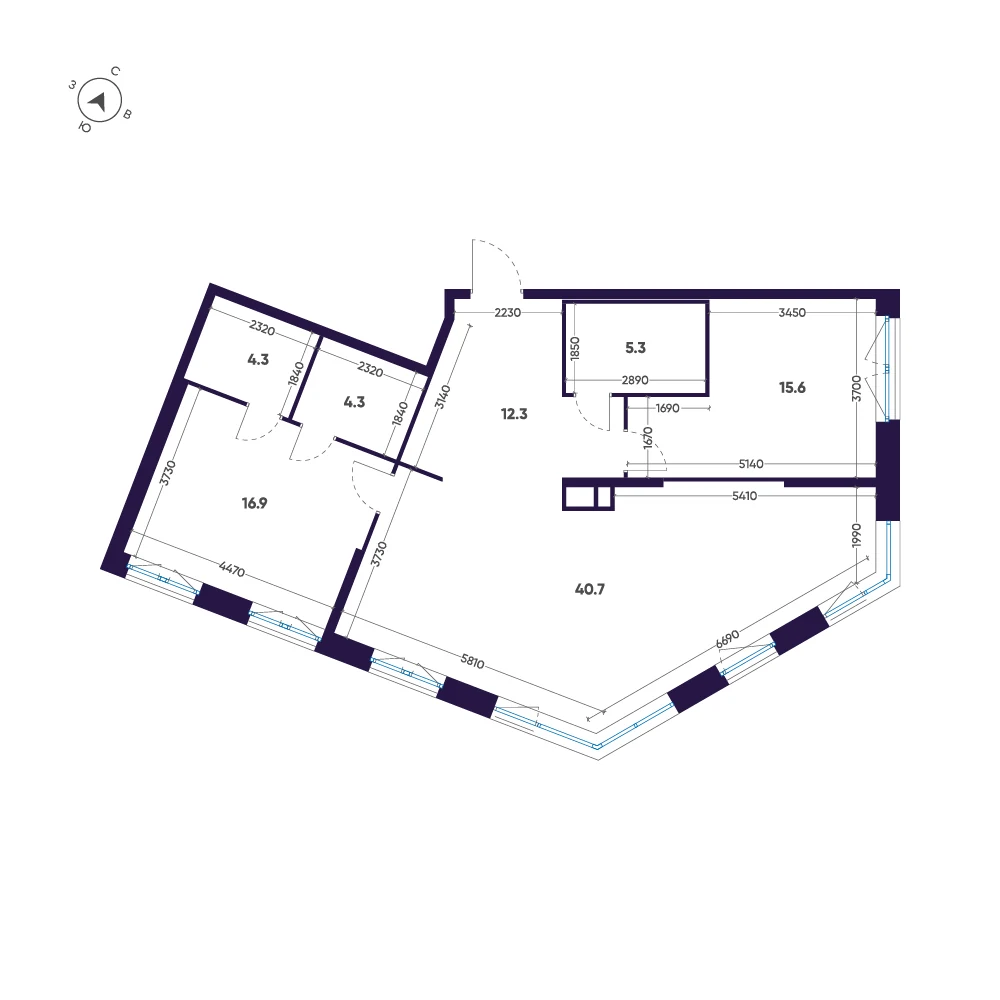 Планировка 2-комнатная 99,4 м² в ЖК «ЛДМ» · ЛДМ на Аптекарском острове