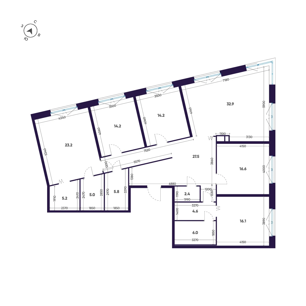Планировка 5-комнатная 173,7 м² в ЖК «ЛДМ» · ЛДМ на Аптекарском острове