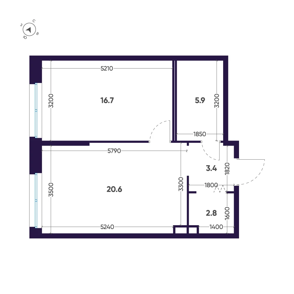 Планировка 1-комнатная 49,4 м² в ЖК «ЛДМ» · ЛДМ на Аптекарском острове