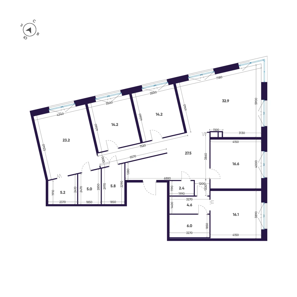 Планировка 5-комнатная 173,7 м² в ЖК «ЛДМ» · ЛДМ на Аптекарском острове