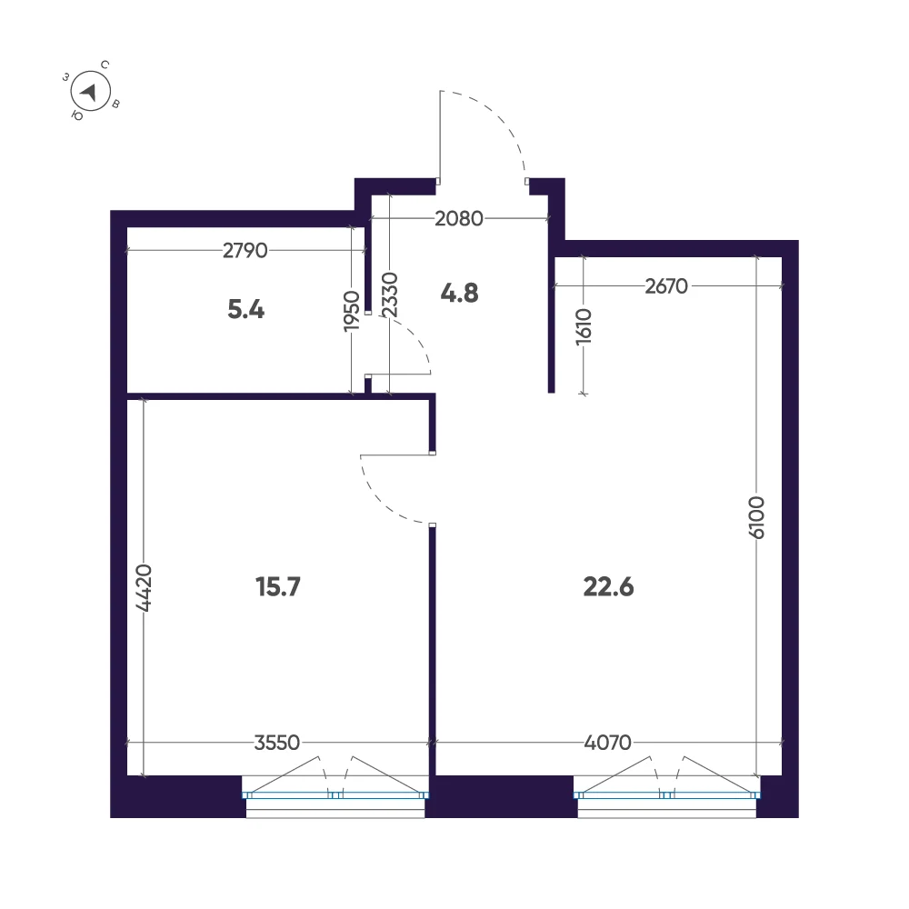 Планировка 1-комнатная 48,5 м² в ЖК «ЛДМ» · ЛДМ на Аптекарском острове