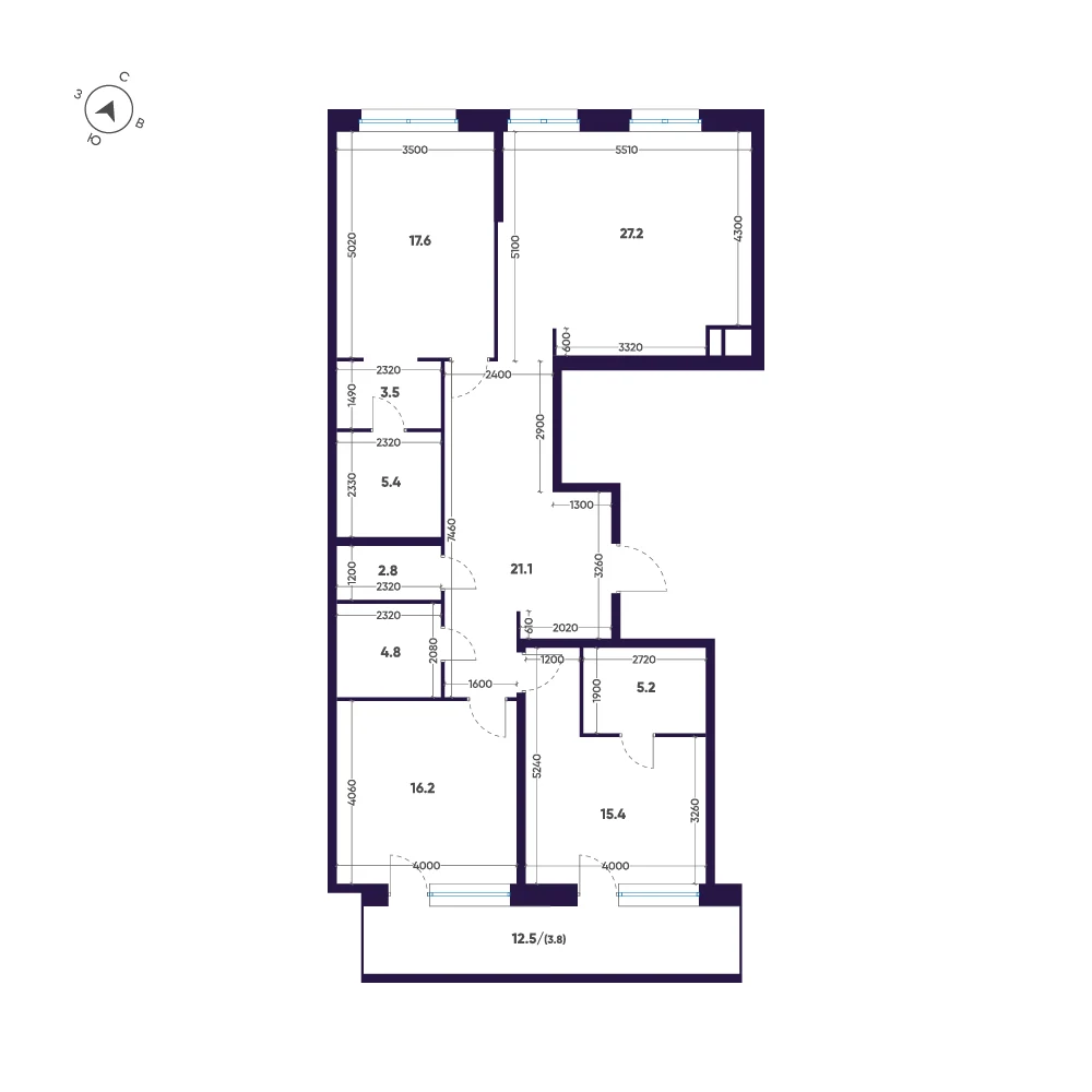 Планировка 3-комнатная 123 м² в ЖК «ЛДМ» · ЛДМ на Аптекарском острове