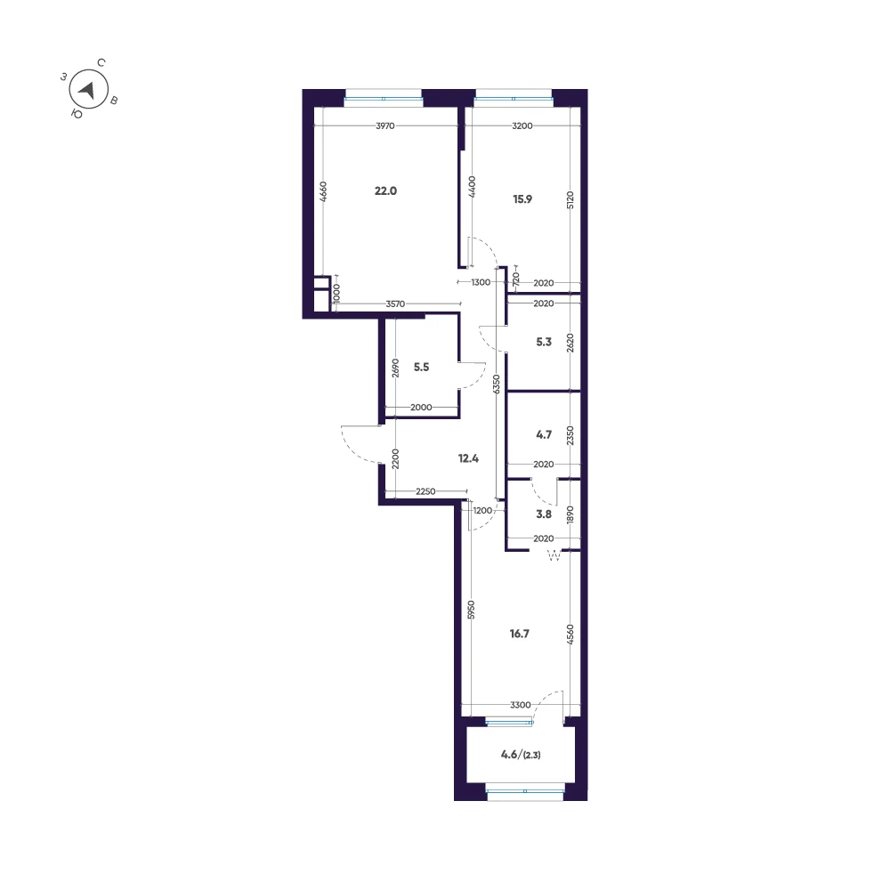 Планировка 2-комнатная 88,6 м² в ЖК «ЛДМ» · ЛДМ на Аптекарском острове