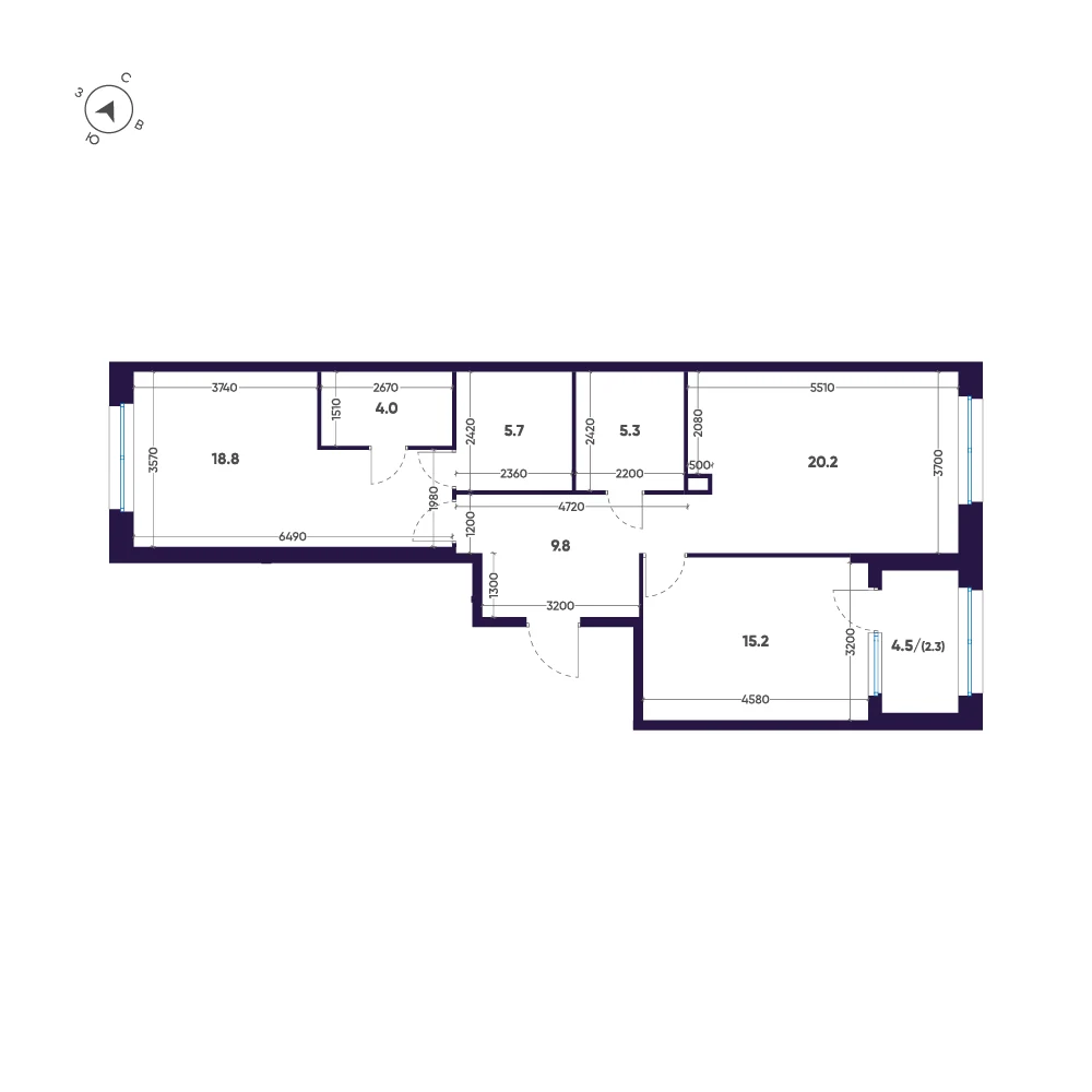 Планировка 2-комнатная 81,3 м² в ЖК «ЛДМ» · ЛДМ на Аптекарском острове